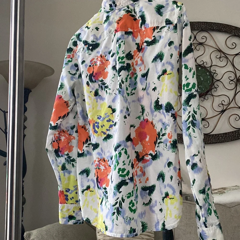 Gap Shrunken Boyfriend Floral Button Down Shirt XS